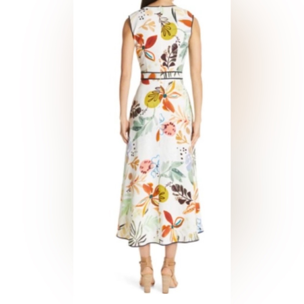 Lafayette 148 New York Janelle Floral Print Fiore Sleeveless Midi Dress Size 10 - Picture 2 of 8